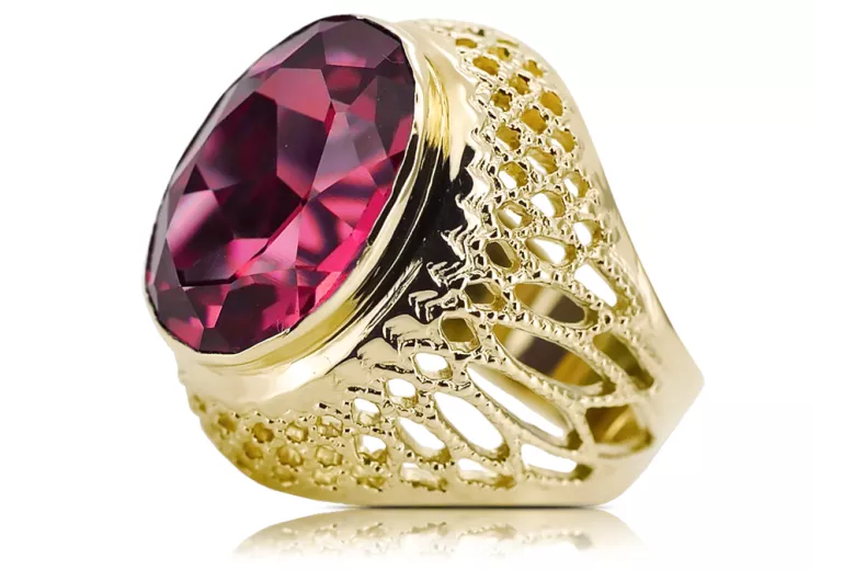 Oro amarillo de 14 quilates Rubí Anillo Artesanía vintage vrc089y